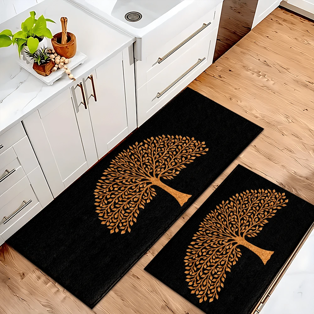 Thảm in họa tiết cây sự sống, chất liệu giả len - Thấm hút cao, dễ vệ sinh, phù hợp trang trí nhà cửa, phong cách nông trại, lối vào, trong nhà, phòng ngủ, nhà bếp, phòng ăn, văn phòng nhỏ/văn phòng tại nhà, bồn rửa, phòng giặt, thảm chùi chân, thảm bếp, thảm chống trơn trượt. - Nhiều màu - Xem 1