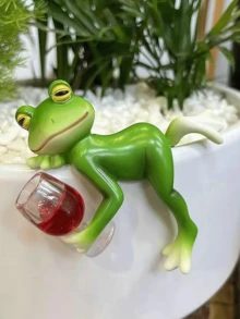 Frog Sculpture, Garden Decor, Frog Drinking Water/Juice Sculpture, Potted Plant Decor, Floral Frog Sculpture, Fairy Garden Accessories, Home Balcony Lawn Yard Decorations - Frog - View 5
