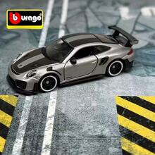 Bburago 1:64 迷你合金玩具车，适用于保时捷 911 GT2 RS，汽车模型玩具，车门可打开，银色车尾交通模型车 - 銀色 - 查看 8