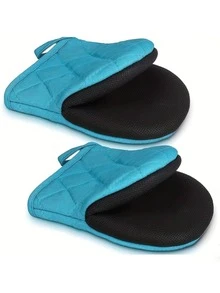 1/2 Anti Slip Pure Cotton Insulated Gloves Duckbill Clip Kitchen Microwave Anti Scald Thick Oven Baking High-Temperature Gloves - Multicolor - View 4