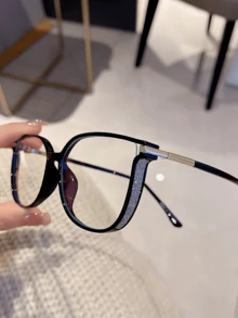 1 pieza Gafas ópticas de mujer de marco ovalado, de moda, minimalistas y adecuadas para la escuela - transparente - Ver 12