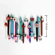 医疗主题圆珠笔，软硅胶卡通按压式圆珠笔，护士办公用品，学生油性圆珠笔 - 彩色 - 查看 10