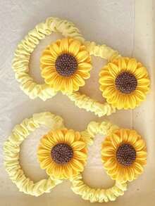 Sunflower Decor Scrunchie, Bohemian Casual - Yellow - View 4
