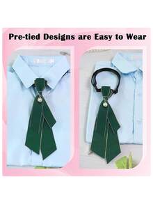 Women's Satin Bow Tie - 1pc Size 3 Dark Green - Màu xanh lá cây đậm - Xem 2