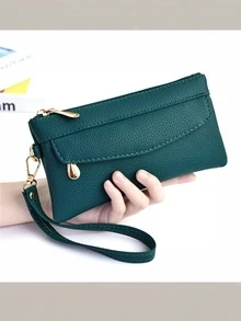1 Pc Women Clutch Bag Fashion Long Wallet Clutch Coin Pouch Bag Card Holder Zip Purse Business Bag - Multicolor - View 16
