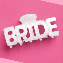 新娘发饰爪夹 – 白色大理石纹亚克力 | 新娘发饰、单身派对装饰、可佩戴新娘礼物、单身派对小礼物 - 新娘抓夾 - 查看 5