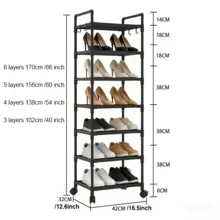 6/8 Tier Shoe Rack, Floor Standing Shoe Rack, Simple To Assemble Shoe Storage Organizer, Stackable Space Saving Shoe Organizer, Large Capacity Organizer For Multiple Pairs Of Shoes, Living Room Dorm Room Rental Housing - Black 6-layer - View 2