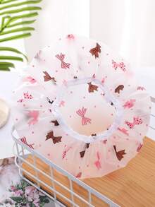 1pc Floral Waterproof PEVA Shower Cap, Suitable For Bathroom Home Decor, Autumn Decor, Back To School - Basic model - View 2