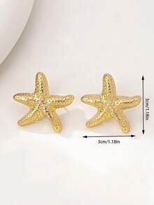 一对时尚、优雅、简约的海星耳环 - 海星耳環 - 查看 2
