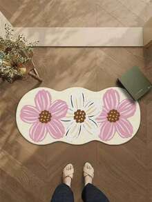 1 Peça Tapete Decorativo com 3 Flores, Tapete Decorativo, Decoração de Quarto, Tapete Pequeno, Tapete, Decoração Doméstica, Tapete de Sala de Estar, Tapete Pequeno de Sala de Estar, Tapete de Quarto, Decoração Doméstica de Sala de Estar, Tapete para Área Externa, Tapete Lavável - Multicolorido - Visão 4