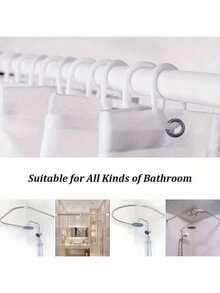 2D Flat Printing ,1 Piece Of Retro Shower Curtain - A Fashionable Bathroom Decoration Shower Curtain With Oil Painting Printing Pattern, Designed With Pink Roses, Green Leaves, And Water Waves - Soft Pink Color Scheme Depicting Impressionist Style Garden And Lake Scenery In Green And Pink - Made Of Machinable Facial Cleanser - Versatile For All Seasons - A - 查看 8