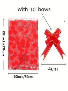 10/20 pièces Grands paniers cadeaux pour la Fête des Mères, la Saint-Valentin, avec 10 pièces de rubans en nœud, sacs en papier verre, emballage en papier verre à motif cœur. Convient pour les paniers, les mariages, les faveurs de fête, les anniversaires, les cadeaux de mariée, la Fête des Mères - Rouge - Voir 4