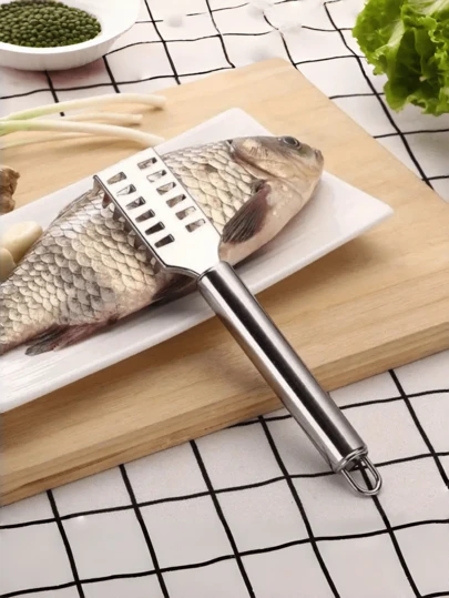 1pc Stainless Steel Fish Scale Remover, Portable Fish Scale Scraper, Fish Scaler, Seafood Processing Tool