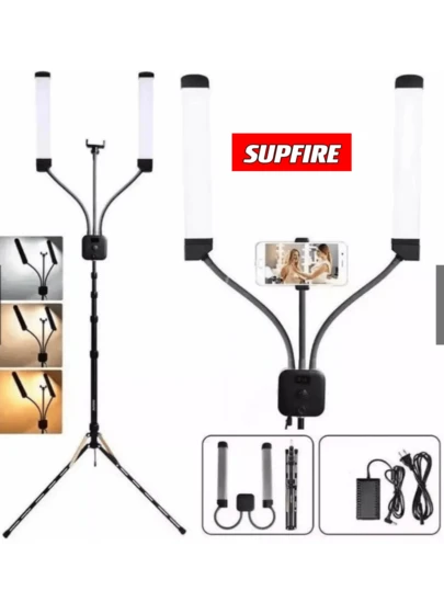 Ring Light Led Com Braços Duplos+Tripe 2.1 Metros Luz de Preenchimento de 45W Iluminação LED Bicolor HD-45X