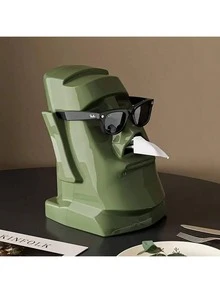 1个多功能创意纸巾盒，复古石雕设计，家用多功能桌面耳机架，适用于客厅/卧室，可作耳机架、眼镜架，完美的复活节礼物 - 彩色 - 查看 4