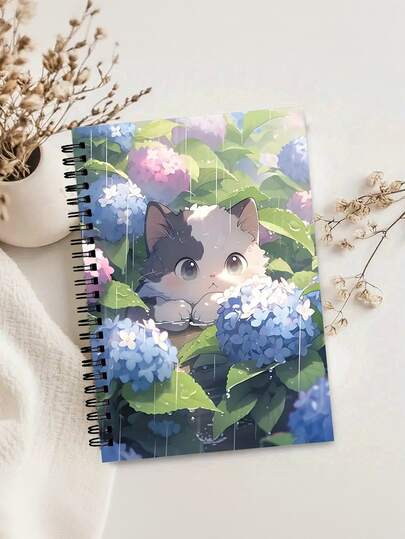 Caiet cu model drăguț de pisici de 5,5 x 8,5 inci pentru studenți, hârtie de înaltă calitate, potrivit pentru birou, școală și cadouri, excelent pentru prieteni, surori, frați și studenți, cadou pentru iubitorii de pisici, înapoi la școală