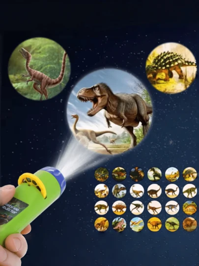 Linterna proyector de dinosaurios, máquina para contar historias, juguete educativo para la hora de dormir, incluye patrones de dibujos animados, requiere 2 pilas AA, regalo de Navidad para niños, juguete de linterna proyector de dinosaurios para niños, juguete educativo de aprendizaje