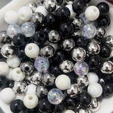 Yiwu Qiyou Accessories Co., LTD 8mm 400/200pcs Frosted Acrylic Beads In Black, White, Valentine's Day With AB Coating - Versatile Mix For DIY Jewelry Making Supplies - Black and White - View 6
