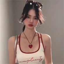 2.5 厘米欧美风格简约人造珍珠颈链配心形吊坠，适合女性情人节、妈妈、母亲、母亲节、礼物 - 紅色 - 查看 14