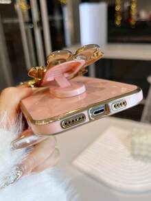 New Electroplated Astronaut DIY Love Phone Case, New Electroplating Technology Anti-Drop Phone Case + Electroplated Hidden Stand + Full Phone Case Set, Compatible With IPhone 11/12/13/14/16 Pro Max, S22/23/24+ UA04/A05/A14/A15/A24/A25/A34/A54S, OPPO, VIVO, Redmi 13C/Note 14 Pro Plus+ - Pink - View 7