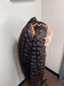 Kinky Curly Wig HD Transparent Lace Frontal Wig Deep Part 13x4 Lace Front Wig Human Hair 250 Density Remy Brazilian Jerry Curly Human Hair Pre Plucked With Baby Hair Natural Color  Halloween Season - 自然黑色 - 查看 2