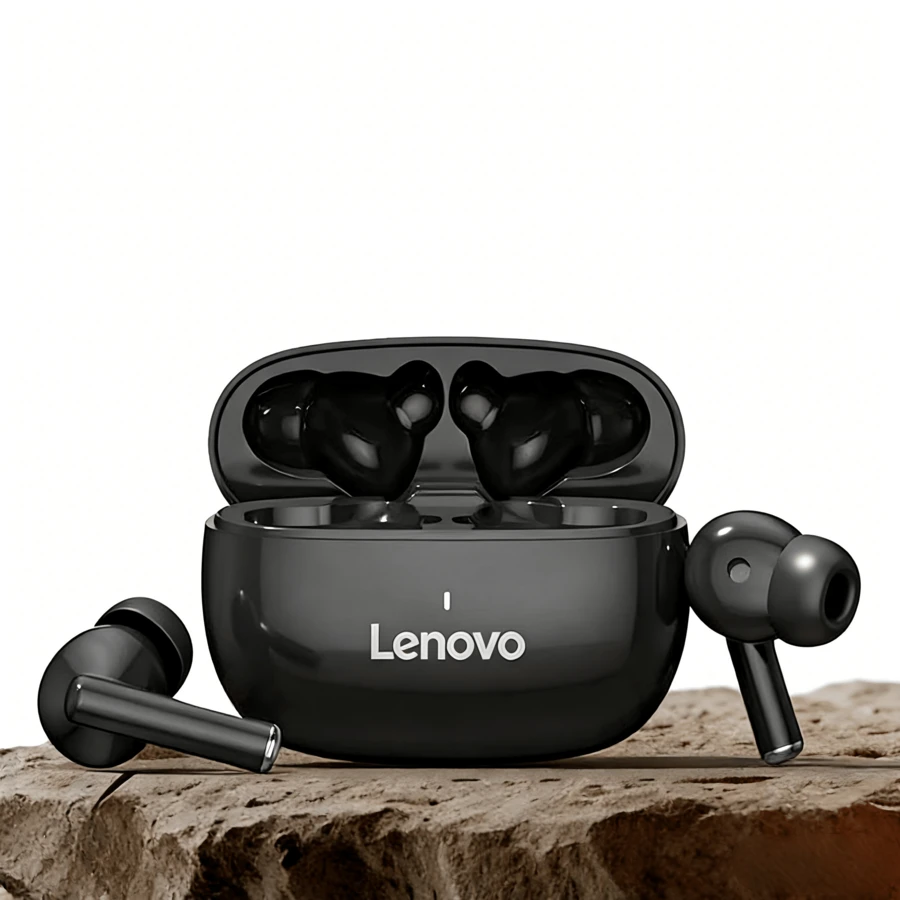 Lenovo TA210 Bluetooth Headphones: Noise Cancellation, Deep Bass Stereo Sound, Pairing Support, Call Function, Comfortable Fit, Independent Microphone, Long Battery Life, Low Latency For Gaming, And Wireless In-Ear Headphones For Music Playback. - Black - View 1