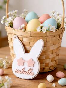 个性化复活节兔子铭牌 - 定制亚克力纪念品，复活节装饰礼品牌匾，可重复使用的复活节家居庆祝标牌，儿童和家庭复活节纪念装饰品 - C-復活節籃子裝飾 - 查看 16