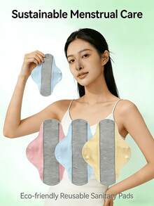 Reusable Graphene Menstrual Pads Set, Soft Washable Sanitary Underwear Liners For Women - Multicolor - View 1