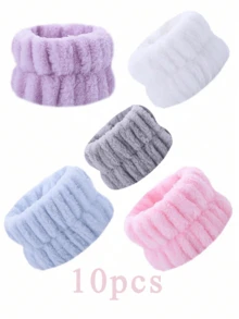 Bộ 8PCS/6PCS/4PCS/2PCS/1PC - Vòng đeo tay phòng tắm, vòng đeo tay co giãn đơn sắc đơn giản, vòng đeo tay rửa mặt thấm hút, vòng đeo tay thấm ẩm cho nữ, chống mồ hôi khi trang điểm và thể thao, dùng để rửa mặt, rửa tay - Nhiều màu - Xem 26