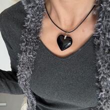 2.5 厘米欧美风格简约人造珍珠颈链配心形吊坠，适合女性情人节、妈妈、母亲、母亲节、礼物 - 紅色 - 查看 15