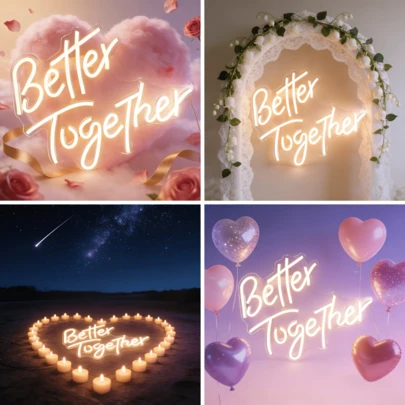 FOMZZE 'Better Together' LED Neon Sign - USB Powered, Touch Wall Decor For Weddings, Engagements, Anniversaries & Bridal Showers