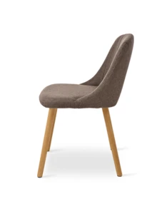 Goeurvant Modern Minimalist Vertical-Stripe Upholstered Dining Chairs With Ergonomic Back & Solid Wood Legs For Living Room, Kitchen, Bedroom - Set Of 2 / Set Of 4 / Set Of 6--Mocha Brown-Chenille - 摩卡棕 - 查看 5