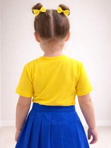 Camiseta Algodão Infantil Estampa Brasil Escudo 1002 Copa do Mundo Torcida Futebol Jogos Final Campeão Menina Escola - Amarelo - Visão 2