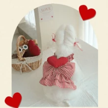 1pc Cute Red Heart Striped Pet Vest Clothes, Dog Clothes Cat Clothes For Maltese Poodle Teddy - Red and White - View 5