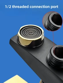 1pc Upgrade Your Shower With A Classic Ful Hot & Cold Water Mixer Valve - Easy Install, No Battery Needed, Showerhead Set, Three-Way Bathtub Faucet - Black Gold - View 7