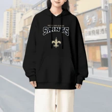 A 380g Pure Cotton Women's Hoodie - A Hoodie With An NOS_Saints  Theme - Suitable For Daily, Home, And Party Wear - 黑色 - 查看 3