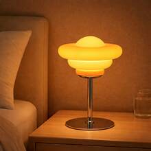 Modern Sculpture Glass Table Lamp, Layered Lampshade Design With Weighted Metal Base, Creates Soft Lighting - one-size - View 7