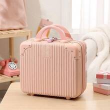 14英寸复古手提箱，迷你行李箱，轻便密码盒，旅行箱，粉色化妆包，蝴蝶贴纸，密码锁，送给女孩的理想礼物，创意生日礼物，个性化礼物，趣味礼物，送给妈妈的礼物，友谊礼物，适用于客厅、卧室、家居收纳、厨房、宿舍、办公室、储物 - 彩色 - 查看 5