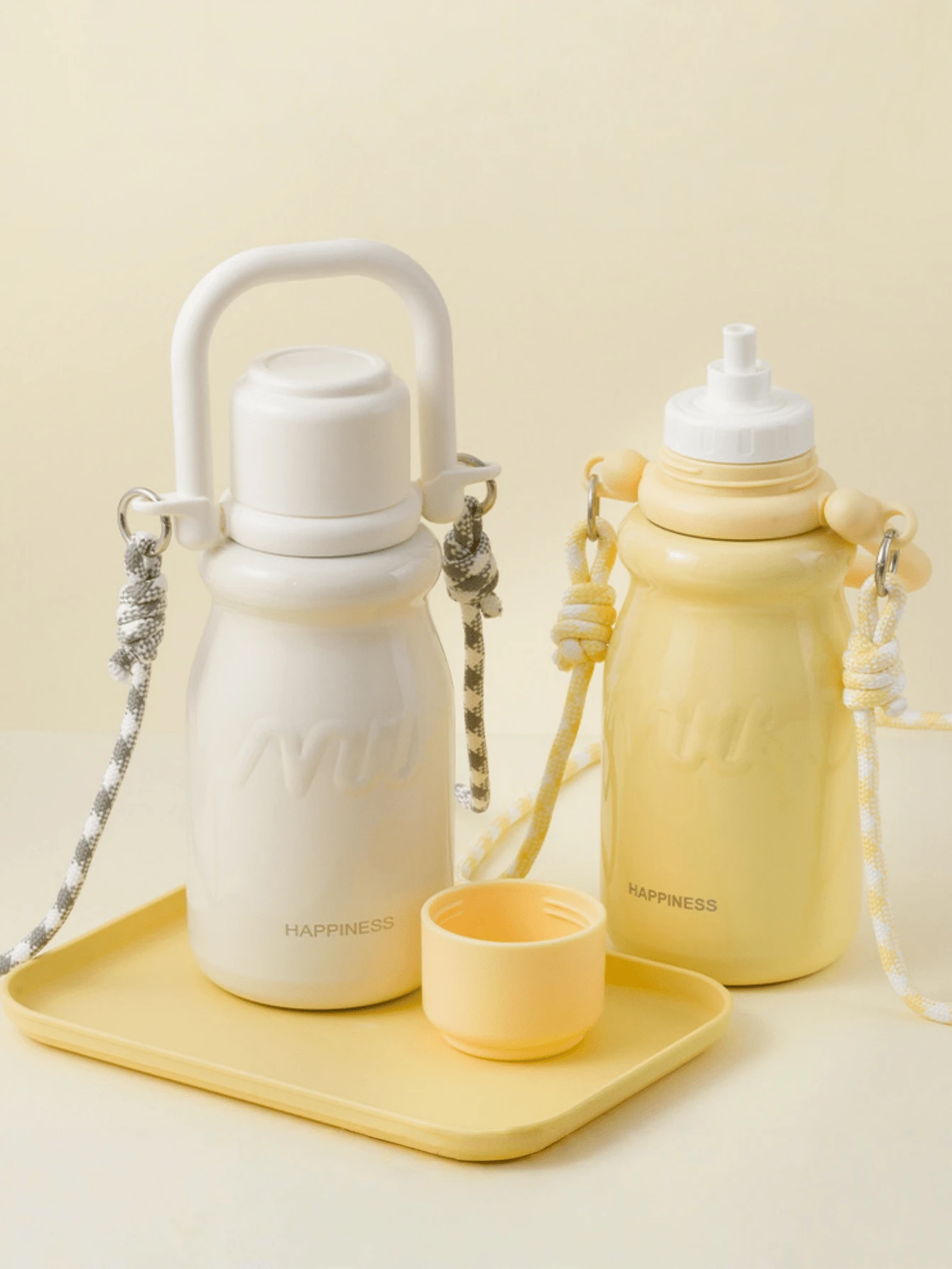 1个不锈钢保温杯，高品质可重复使用水瓶，带提手，方便携带 - 彩色 - 查看 1