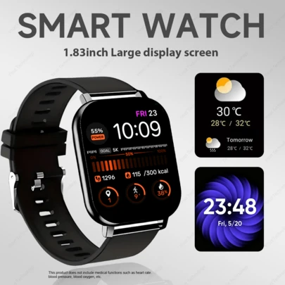 Reloj inteligente multifuncional de 4,65 cm, llamadas/música inalámbricas, notificación de mensajes, podómetro, recordatorio de sedentarismo, múltiples esferas de reloj. Adecuado para hombres y mujeres, conexión inalámbrica para teléfonos Android e iOS, excelente para el gimnasio, correr, uso diario, regalo ideal para vacaciones y cumpleaños.