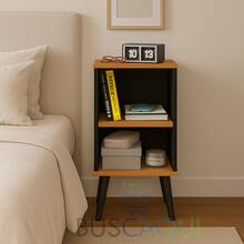 Corner Nightstand Charming With Shelf And Sturdy Legs For Living Room, Bedroom, Apartment - Đen/Quế - Xem 1