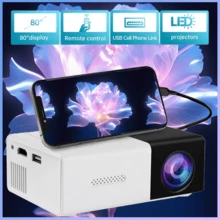 带遥控器的迷你便携式投影仪，兼容 USB 输入，16：9 宽高比 - 适用于智能手机和平板电脑，是家庭影院和户外娱乐的理想选择，手机迷你投影仪，紧凑型便携式投影仪，便携式投影仪，智能手机投影仪，卧室投影仪，电影之夜，紧凑设计，高品质投影，耐用结构，电影爱好者，技术极客 - 彩色 - 查看 3