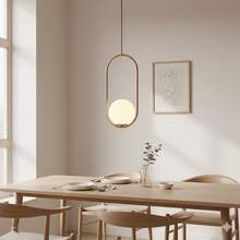 1/2pcs Nordic Minimalist Oval Pendant Light, Bedroom Bedside Dining Room Cafe Creative Spherical Pendant Lamp, E27 Socket, Warm Romantic Creative Lighting, Dining Room Bar Pendant Light (Bulb Not Included) - Gold - View 6