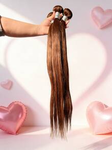 BINF 1 Bundel Rambut Asli Lurus Cokelat Tua untuk Kepang, 100g/Bundel, Rambut Tenunan Dua Lapis yang Belum Diproses - S4 - View 4