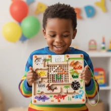 Magnetyczna zabawka edukacyjna z labiryntem dinozaurów | Wielokolorowe drewniane magnetyczne koraliki z magnetycznym długopisem i kartami, gra do nauki rozpoznawania kolorów i liczb dla dzieci od 3 lat, trening koncentracji i motoryki, idealny prezent na Boże Narodzenie/urodziny/Halloween/powrót do szkoły - Wielokolorowe - Zobacz 10