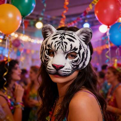 Máscara realista de tigre en 3D para Halloween, carnaval, festival de música, fiesta, baile