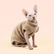 4-Season Solid Color Cat Warm Fleece Pullover Bodysuit, High Elasticity, 3 Colors, Warm & Comfortable, Blue, Light Khaki, Grey, Machine Washable Pet Clothes - Maroon - View 5