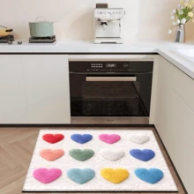 1 قطعة سجادة مطبوعة بنمط قلب ملون، حصيرة صوفية اصطناعية - عالية الامتصاص، سهلة التنظيف، مناسبة لديكور المنزل، المزرعة، المدخل، الداخلي، الغرفة، المطبخ، غرفة الطعام، المكتب المنزلي الصغير، البالوعة، غرفة الغسيل، حصيرة الباب، حصيرة المطبخ، حصيرة مانعة للانزلاق - متعدد الألوان - مشاهدة 6