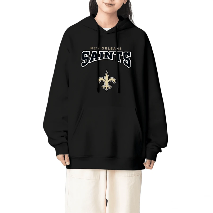 A 380g Pure Cotton Women's Hoodie - A Hoodie With An NOS_Saints Theme - Suitable For Daily, Home, And Party Wear - 黑色 - 查看 1