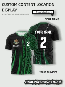 Custom Mexico Style Green Pattern Soccer Jersey, Can Add Your Name And Number Sports - Green - View 1